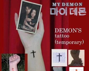My Demon Cross Tattoo Gu Won and Do Do Hee&#39;s Temporary Cross Tattoo Sticker with FREE photocards