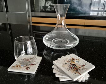 Set di 6 sottobicchieri in ceramica, sottobicchieri impermeabili, protezione per il tavolo, arredamento per la casa, regalo di inaugurazione della casa – Chaotic Symphony.