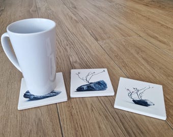 Set di 6 sottobicchieri in ceramica, sottobicchieri impermeabili, protezione per il tavolo, arredamento per la casa, regalo di inaugurazione della casa - Stone Serenity