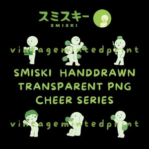Leuke digitale clipartstickers Smiski | Cheer-serie | Lijntekeningen stripfiguren | Journaling handgetekende doodles eigenzinnige Japanse iconen