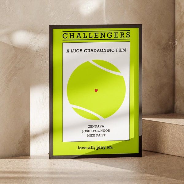 Challengers Retro Vintage Minimalist Poster | Zendaya Tennis New Hit Movie Poster | Luca Guadagnino Wall Art | Home Decor Art Film Poster