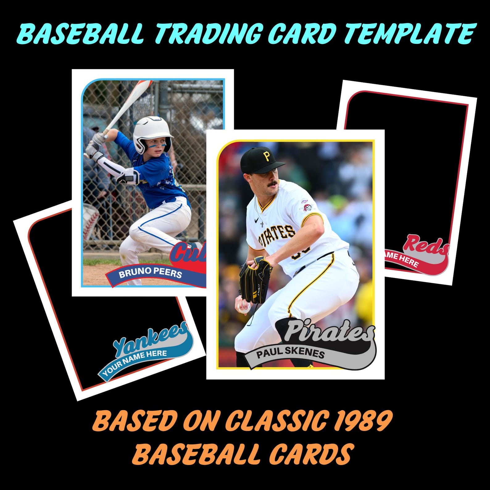 Vintage Classic Baseball Trading Card Template | 1989 Sports ...