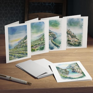 Cartões de felicitações com vários designs da Costa Amalfitana da Itália cênica, cartões postais artesanais para qualquer ocasião, impressões de arte para viagens, cartões inspirados na natureza