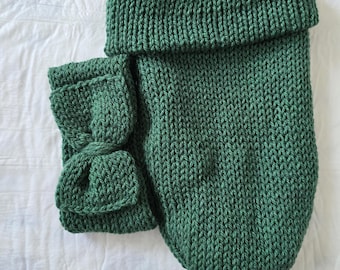 Green Baby Cocoon with Headband | Newborn Photo Prop | Handmade