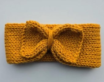 Handmade mustard yellow baby headband - 100% wool and alpaca