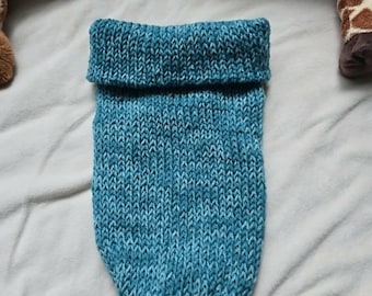 Sea blue handmade baby cocoon photo prop, 100% wool