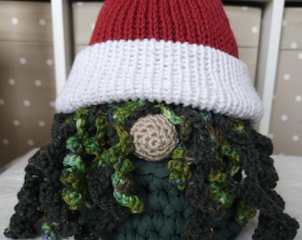Handmade House Gnome with Green Hair in Green Basket | Home Decor