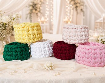 Klein handgemaakt gehaakt bedankmandje | Bruiloft, babyshower & cadeau