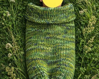 Forest green baby photo prop cocoon 100% wool