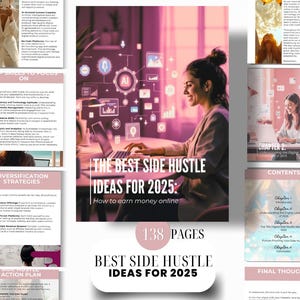 Making Money Online: 100 Best Side Hustle Ideas 2025 | AI Powered Prompts | Passive Income | MRR PLR Digital| Done For You Canva Template