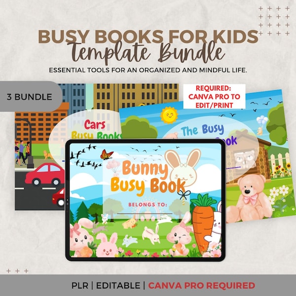 3 Bundles of Busy Book for Kids, Coloring Book, Activity Book for kids, kids learning books, Educational books, Canva Pro