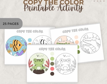 Hoja de trabajo de combinación de colores de animales: Actividad educativa (PDF)
