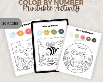 Animal Color By Number Activity: Educational Preschool Worksheet (PDF)