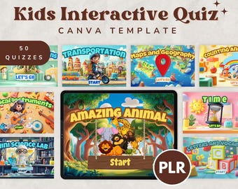Interactive Kids Quiz Game | Kids Educational Canva Template | Homeschool Learning