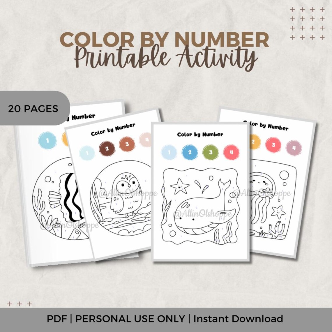 Animal Color by Number Activity: Educational Preschool Worksheet (PDF ...