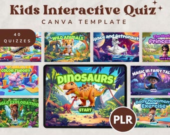 Interactive Kids Quiz Game | Kids Educational Canva Template | Homeschool Learning