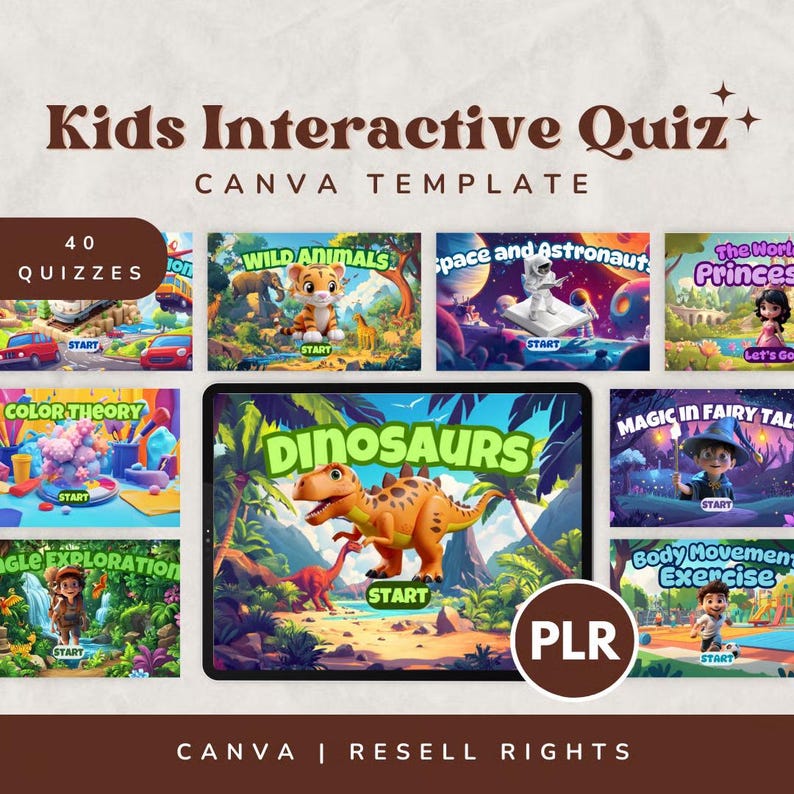 canva template, kids' interactive quizzes, kids game, quiz time