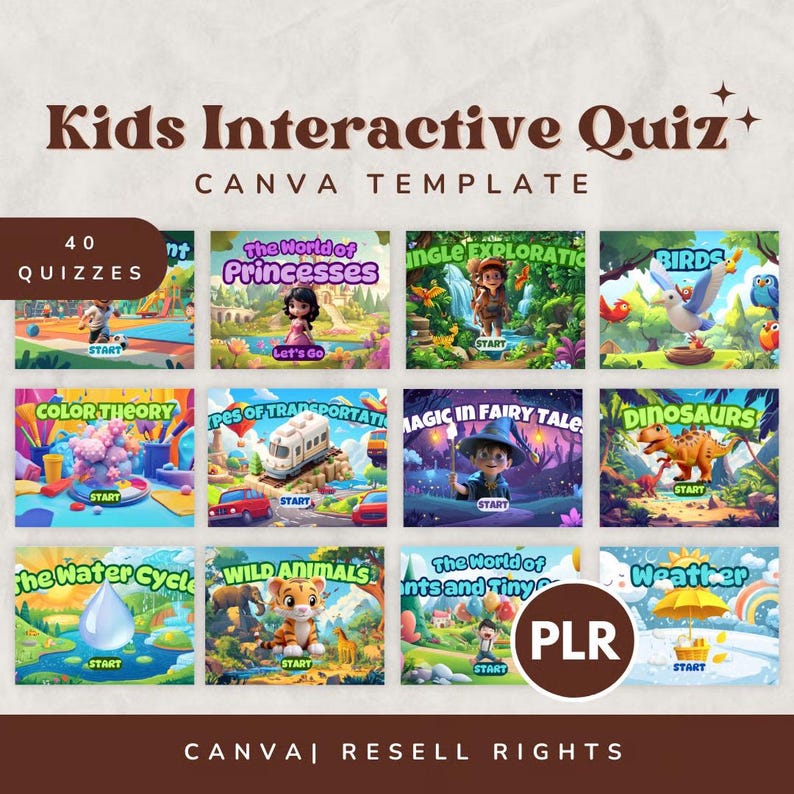 canva template, kids' interactive quizzes, kids game, quiz time