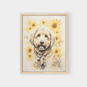 Custom Watercolor Pet Portrait, Personal Pet Portrait from Photo, Digitally Painted Dog Portrait, Pet Memorial Gift, Flower Background