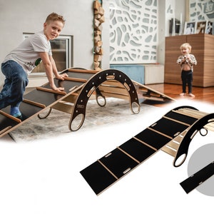 Montessori Hölzerner Kletterbogen Rocker mit Reversibler Leiterrampe/Rutsche Ein Vielseitiges, fantasievolles Spielset Bild 1