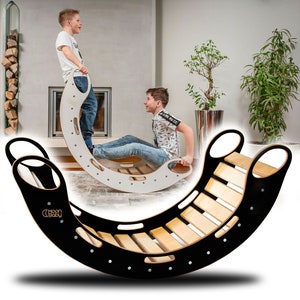 Montessori Wooden Rocker 3 Sizes & 4 Colors, Creative Rocking Toy, Climbing Board, Multifunctional Children's Play Equipment, Perfect gift image 1