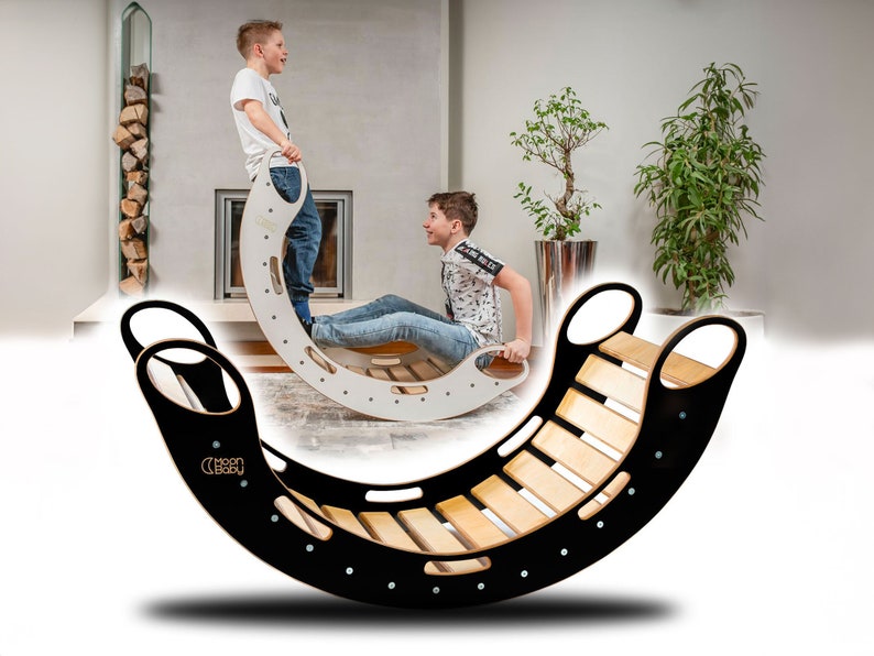 Montessori Holz Rocker 3 Größen und 4 Farben, kreatives Schaukelspielzeug, Kletterbrett, multifunktionale Kinderspielgeräte, perfektes Geschenk Bild 1