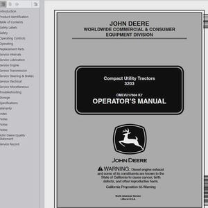 Ägare - 3203 Utility Tractors John Deere Förare Användare Bruksanvisning PDF Ladda ner