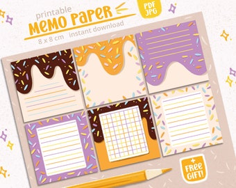 Memo Paper Sheets | Printable Paper Notes | To Do list | Planner Cards Notes | Sweets Memo Pad | Planner Accessories | Journal Scrapbooking