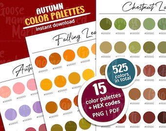 15 herfstkleurenpaletten: herfstkleurencombinaties en hexadecimale codes (pdf en png)