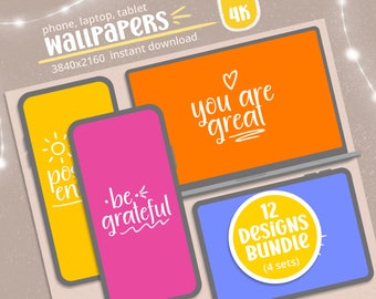 Inspirierende Zitate 4K Wallpaper Bundle: Handy, Tablet, Laptop (Digitaler Download)