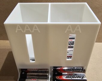 Battery Organizer Holder - Double AA Triple AAA - Storage Dispenser 3D Printed