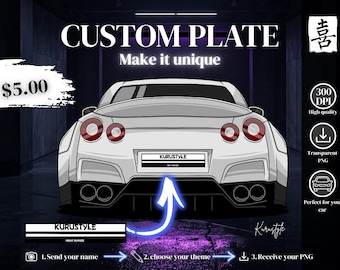 Anpassad registreringsskylt med initial D – JDM Anime-skyltdesign – Personlig Tofu Shop-stil – Digital nedladdning PNG