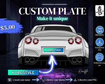 RACING Registreringsskyltsskydd – Japansk bilskyltdekor – Tillbehör för bilträffar – Drift-/racingbildekor – Design av bilskylt