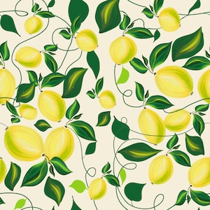 Patrón sin costuras de limón brillante de arte original; perfecto para manualidades, álbumes de recortes, impresión a pedido, decoupage, diseño único, primavera atemporal
