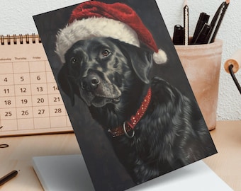 Personalized Black Lab in Santa Hat Christmas Card, Holiday Greeting Card for Dog Lovers, Festive Pet Card, Christmas Card for Dog Owners
