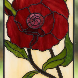 Stained Glass Poppy Flower Pattern, Digital Download, Full Size Pattern 11 x 17