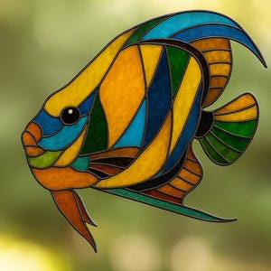 Stained Glass Angelfish Pattern, Digital Download, Suncatcher