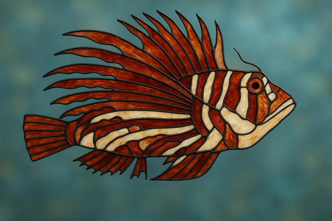 Stained Glass Lionfish Pattern, Digital Download, Fish Pattern - Etsy