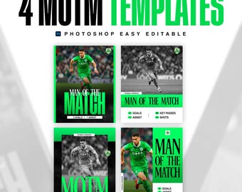 Football MOTM Templates, Photoshop Player Highlight Graphics (Digital Download)