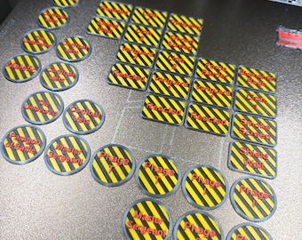 HH 3.0 Reaction, Status and Buff tokens: Three color and Hazard stripes!