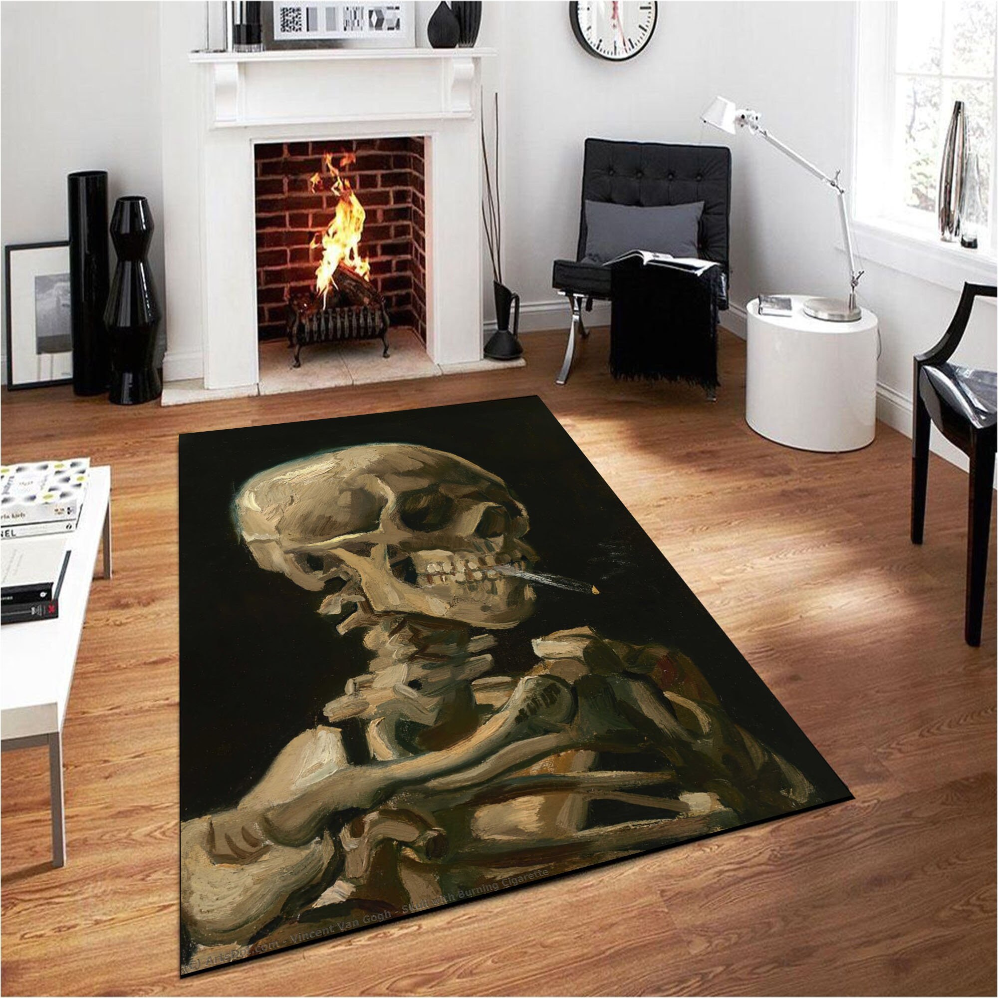 Discover Van Gogh Skull Rug,Artwork Theme Rug,Living Room Rug,Kids Room Rug,Vincent Van Gogh Inspired Art Pattern Rug,Kitchen Rug,Art Lovers Gift Rug