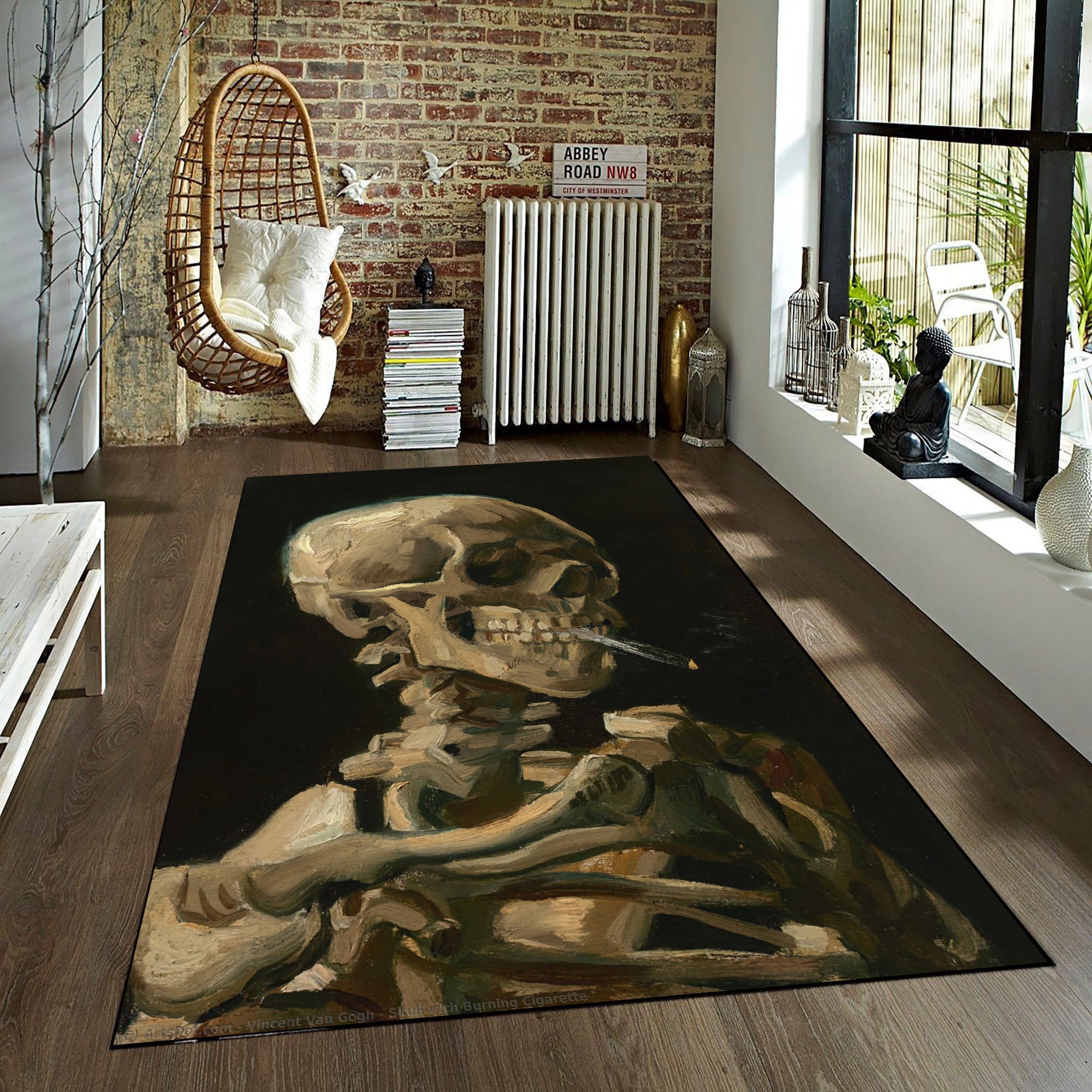 Discover Van Gogh Skull Rug,Artwork Theme Rug,Living Room Rug,Kids Room Rug,Vincent Van Gogh Inspired Art Pattern Rug,Kitchen Rug,Art Lovers Gift Rug