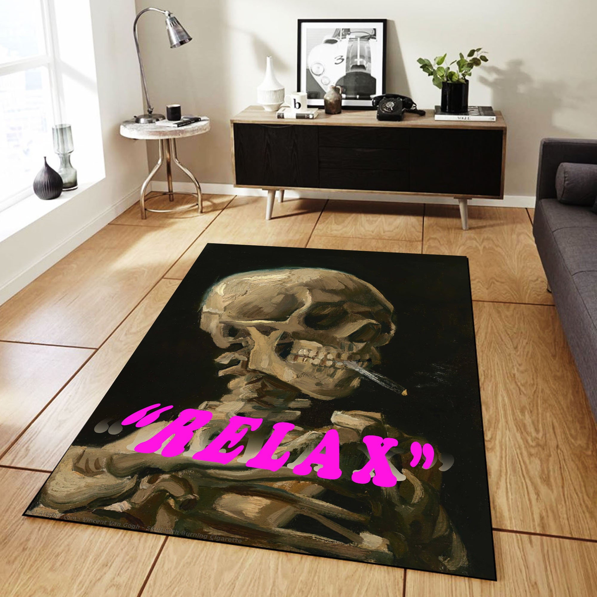 Discover Shady Relax Smoking Skull Rug,Funny Theme Rug,Funny Living Room Rug,Relax Skull Pattern Rug,Funny Kitchen Rug,Funny Pattern Bedroom Rug