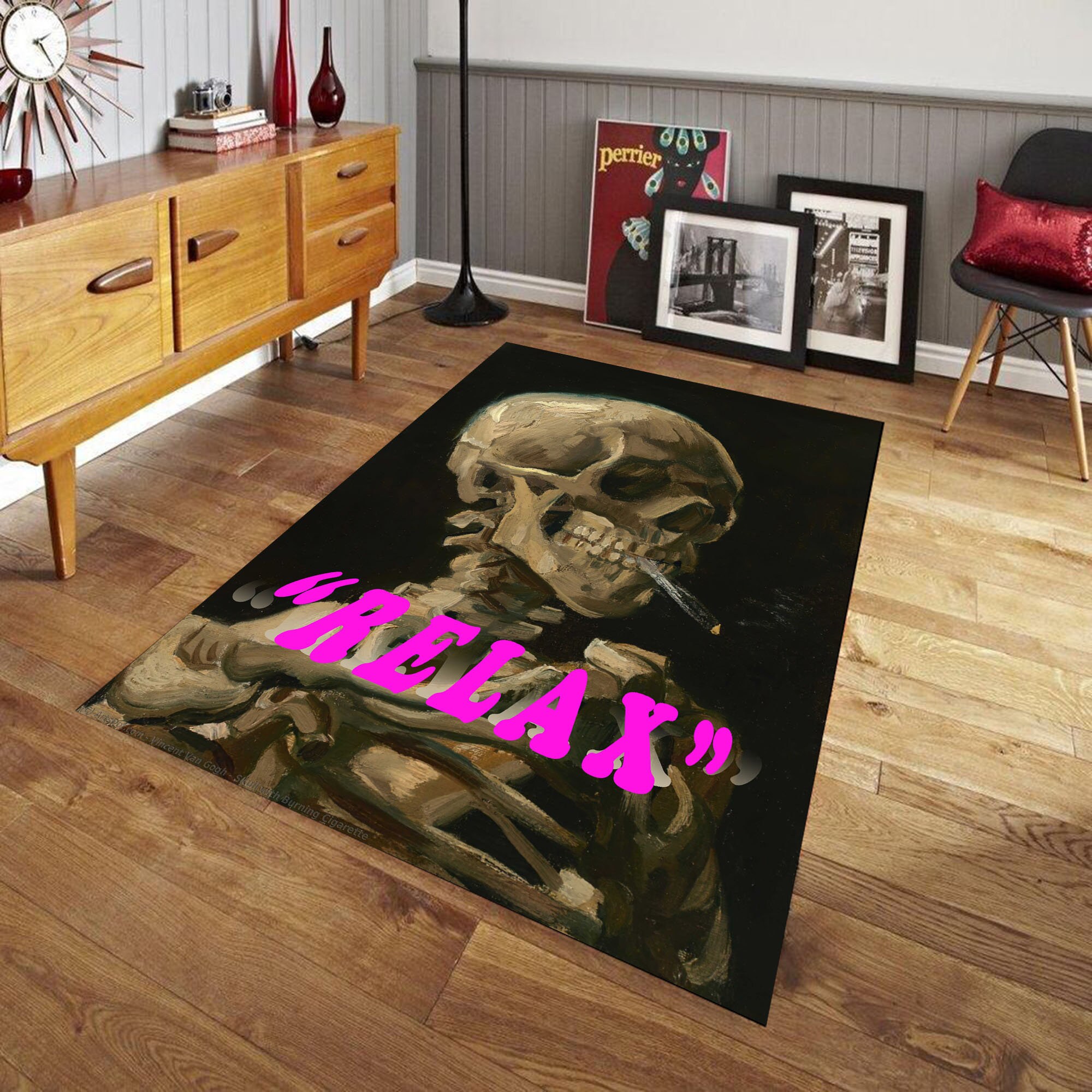 Discover Shady Relax Smoking Skull Rug,Funny Theme Rug,Funny Living Room Rug,Relax Skull Pattern Rug,Funny Kitchen Rug,Funny Pattern Bedroom Rug