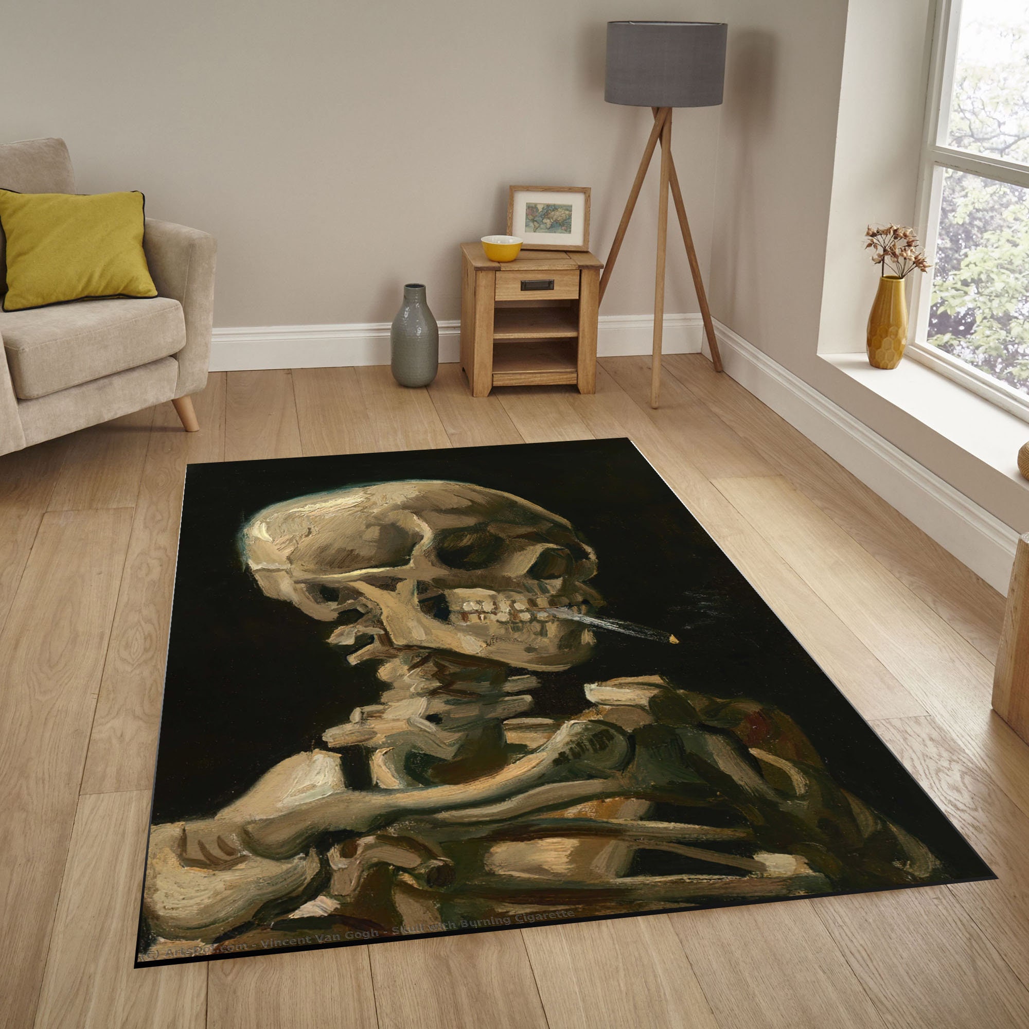 Discover Van Gogh Skull Rug,Artwork Theme Rug,Living Room Rug,Kids Room Rug,Vincent Van Gogh Inspired Art Pattern Rug,Kitchen Rug,Art Lovers Gift Rug