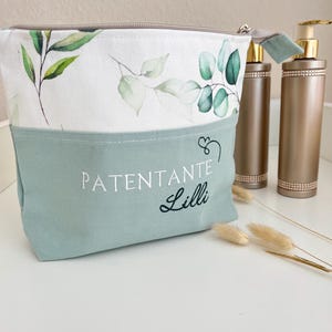 Kulturtasche, Beauty Kosmetiktasche Eukalyptus mint, personalisiert