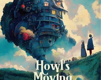 Howl's Moving Castle Poster - Step into the whimsical world of Ghibli with this enchanting poster, capturing the magic and adventure