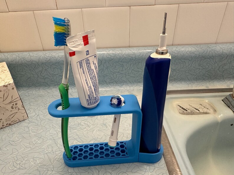 Multi Toothbrush Holder with Toothpaste Holder 3D Printed image 2