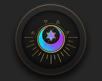 Logotipo del sol, logotipo celestial, logotipo de la luna, logotipo de geometría sagrada, logotipo de acuarela, logotipo femenino, logotipo boho, logotipo holístico, logotipo de coaching de vida