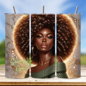 Black Woman Art Tumbler Wrap: Positive Affirmation Design (PNG Digital Download)